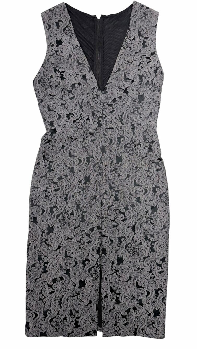Alice + Olivia Size 6 Black Gray Paisley Sleeveless Sheath Cocktail Dress NWT